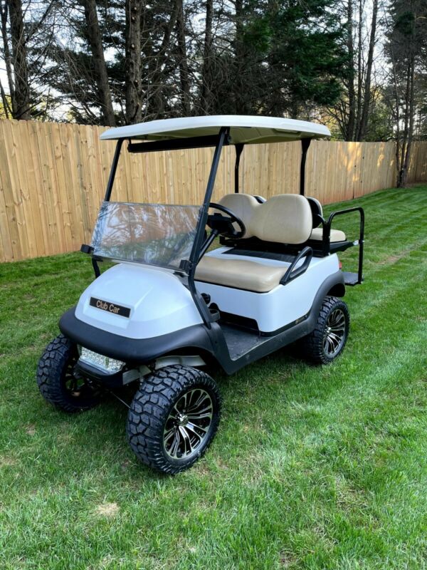 Custom Lifted Club Car Precedent 48 Volt Golf Cart White Tan For