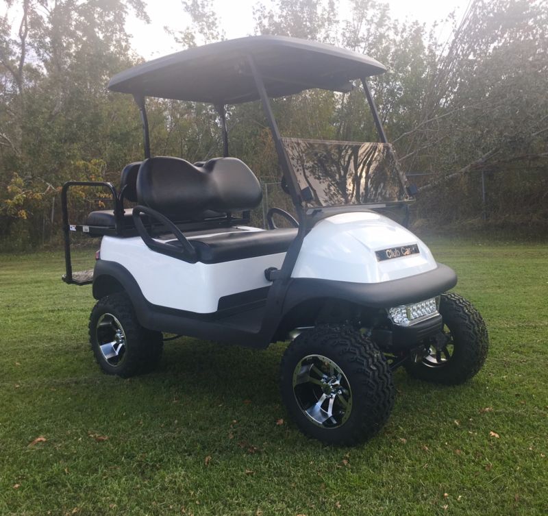 Club Car Precedent 4 Passenger Golf Cart-Lifted White Golf Cart-Free