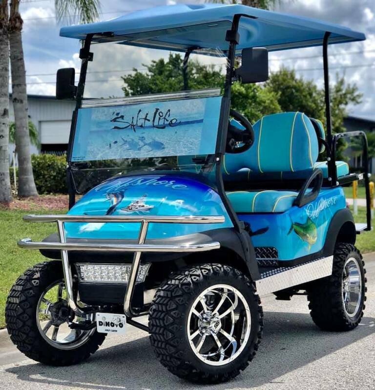 Custom Golf Cart Club Car Boating Offshore Lifted Blue Beach Ready for