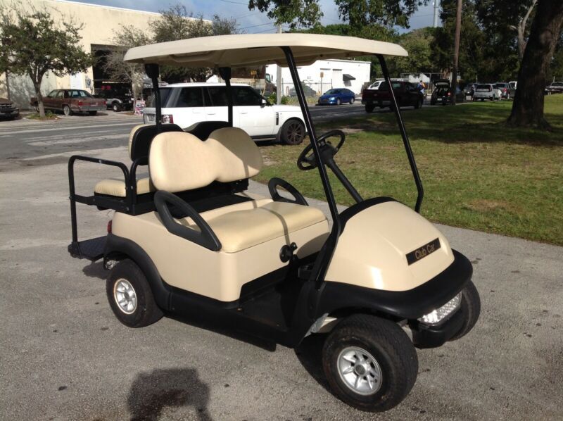 Custom Club Car Precedent Gas Tan Golf Cart 4 Passenger Seat W Canopy ...