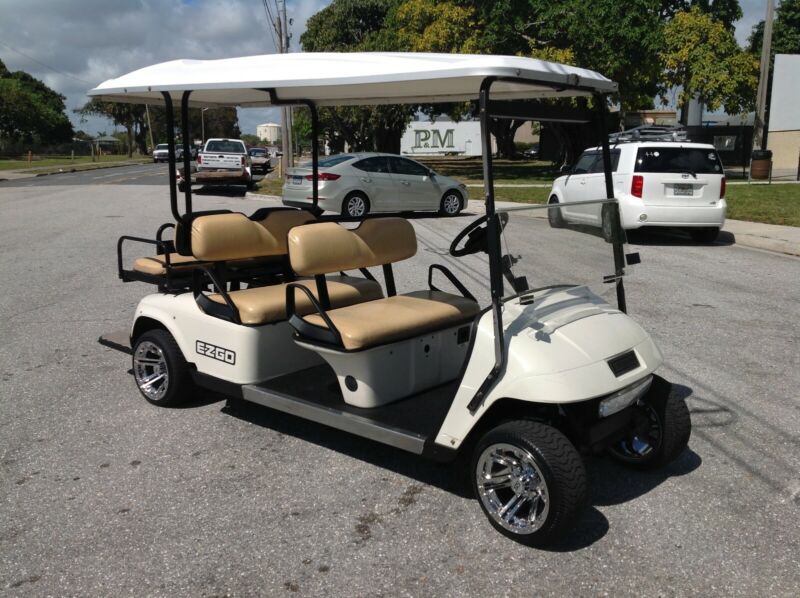 Nice 2011 Ezgo Pds 48v Electric 6 Passenger Seat Limo Golf Cart White Alloys For Sale From