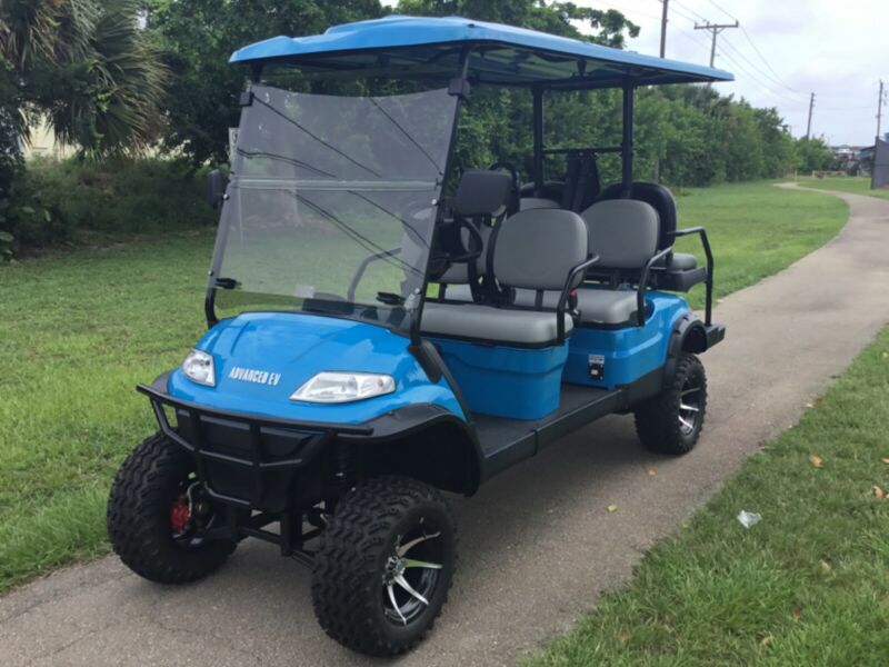 Blue 6 Passenger Advanced Ev Lifted Lsv Street Legal Limo Golf Cart