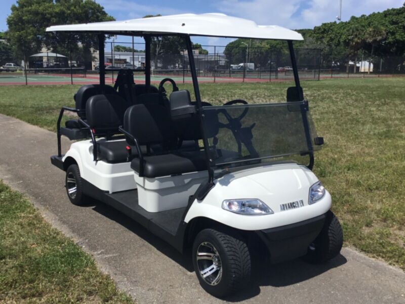 New White 6 Passenger Advanced Ev Lsv Street Legal Limo Golf Cart Fast