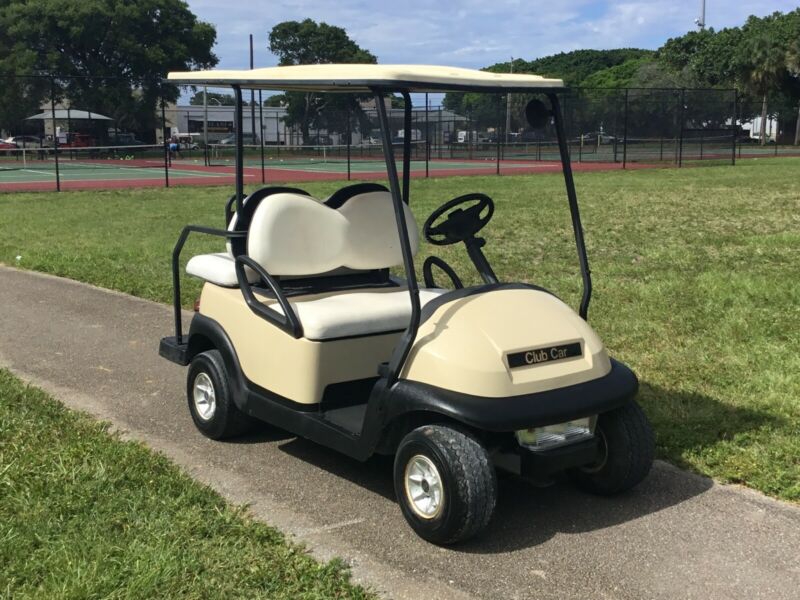 Custom Club Car Precedent Gas Tan Golf Cart 4 Passenger Seat W Canopy